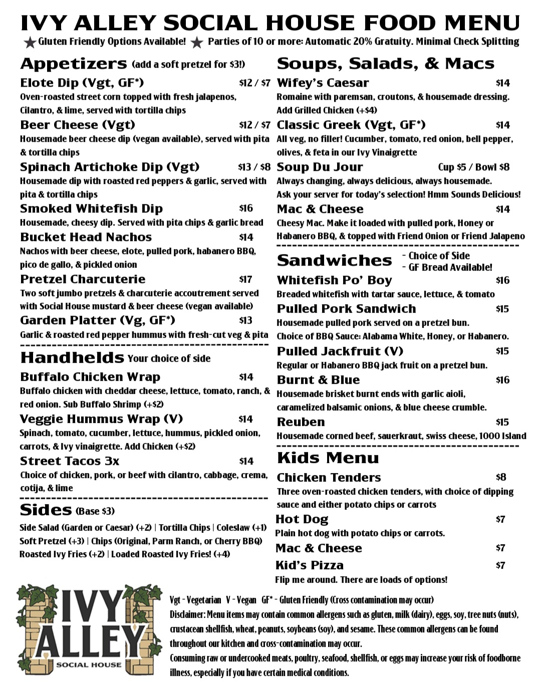 Food Menu Page 1